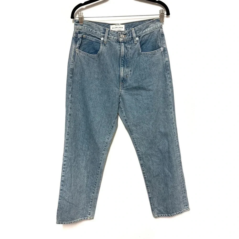 NWOT $339 SLVRLAKE London Crop Jean - Medium Wash High-Waist 90's Mom Denim - Picture 2 of 9